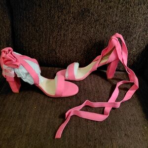 Ellery Vibrant Pink Wrap Heels